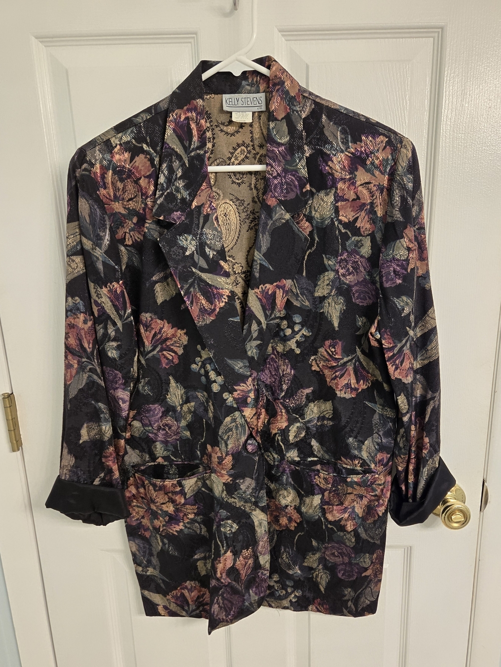 Vintage 80s/90s Dark Floral Tapestry Blazer Medium Made In USA Whimsigoth